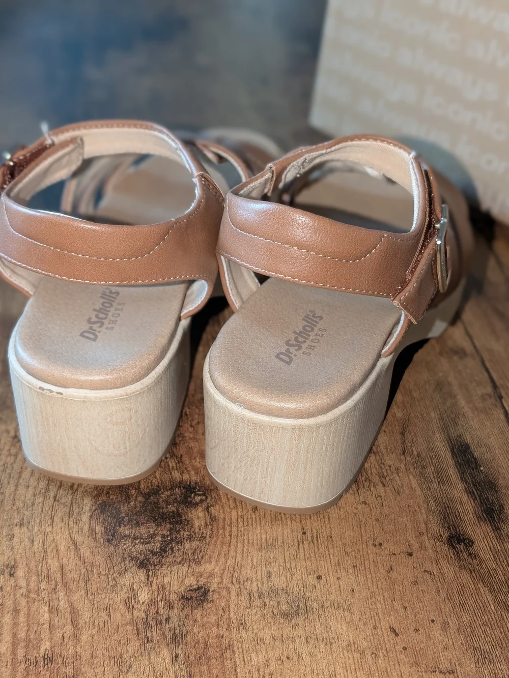 NWT Dr. Scholl's Oh Kay, Honey Women's Tan Platform Sandals - Strappy Comfort